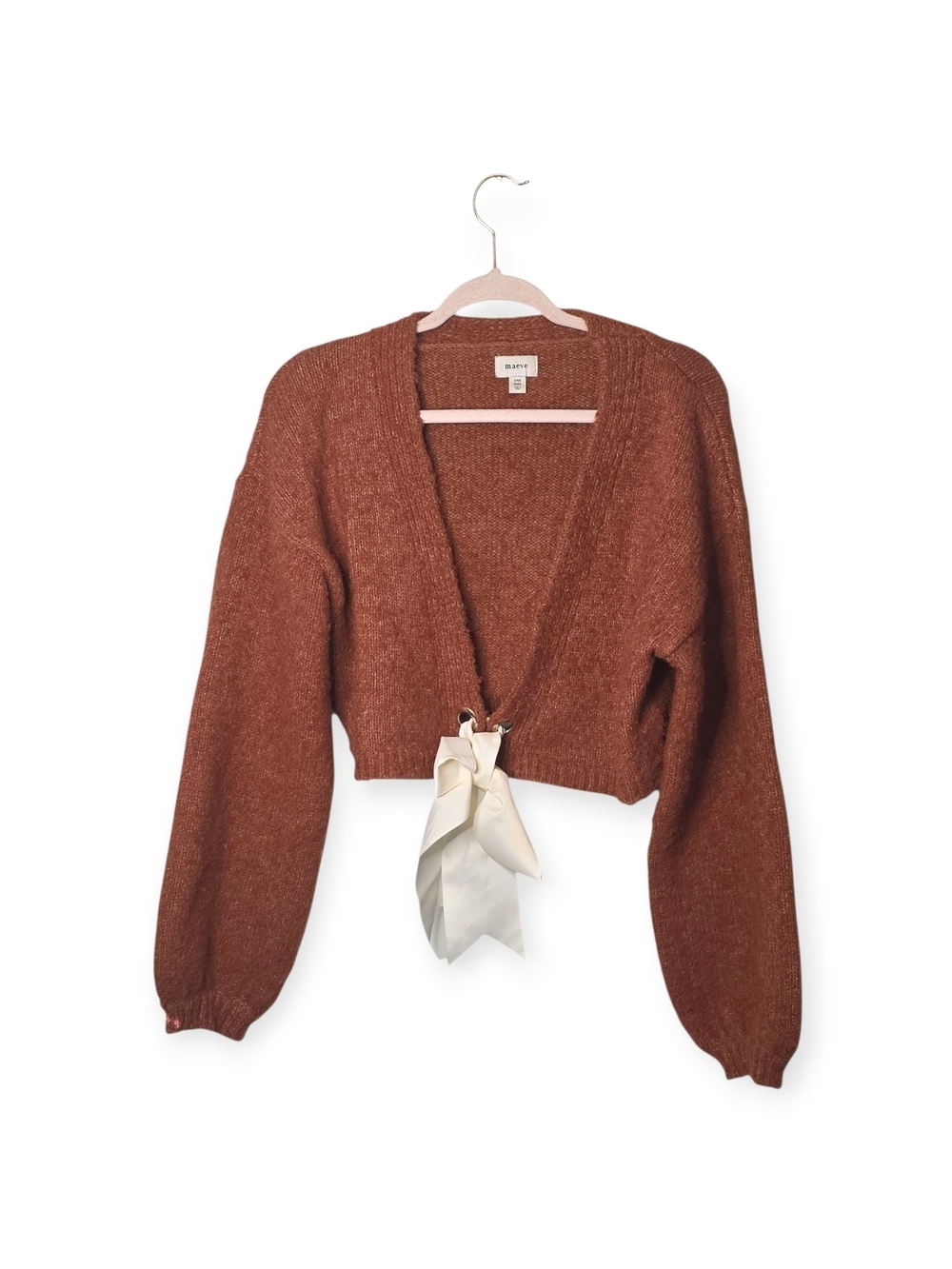 Women's NWOT Anthropologie Maeve Boucle Pull through bow cardigan, one size